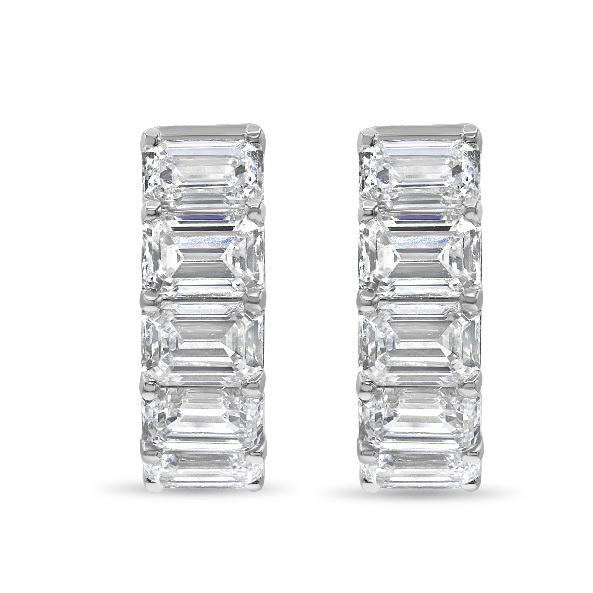 Large Emerald Cut Diamond Huggies