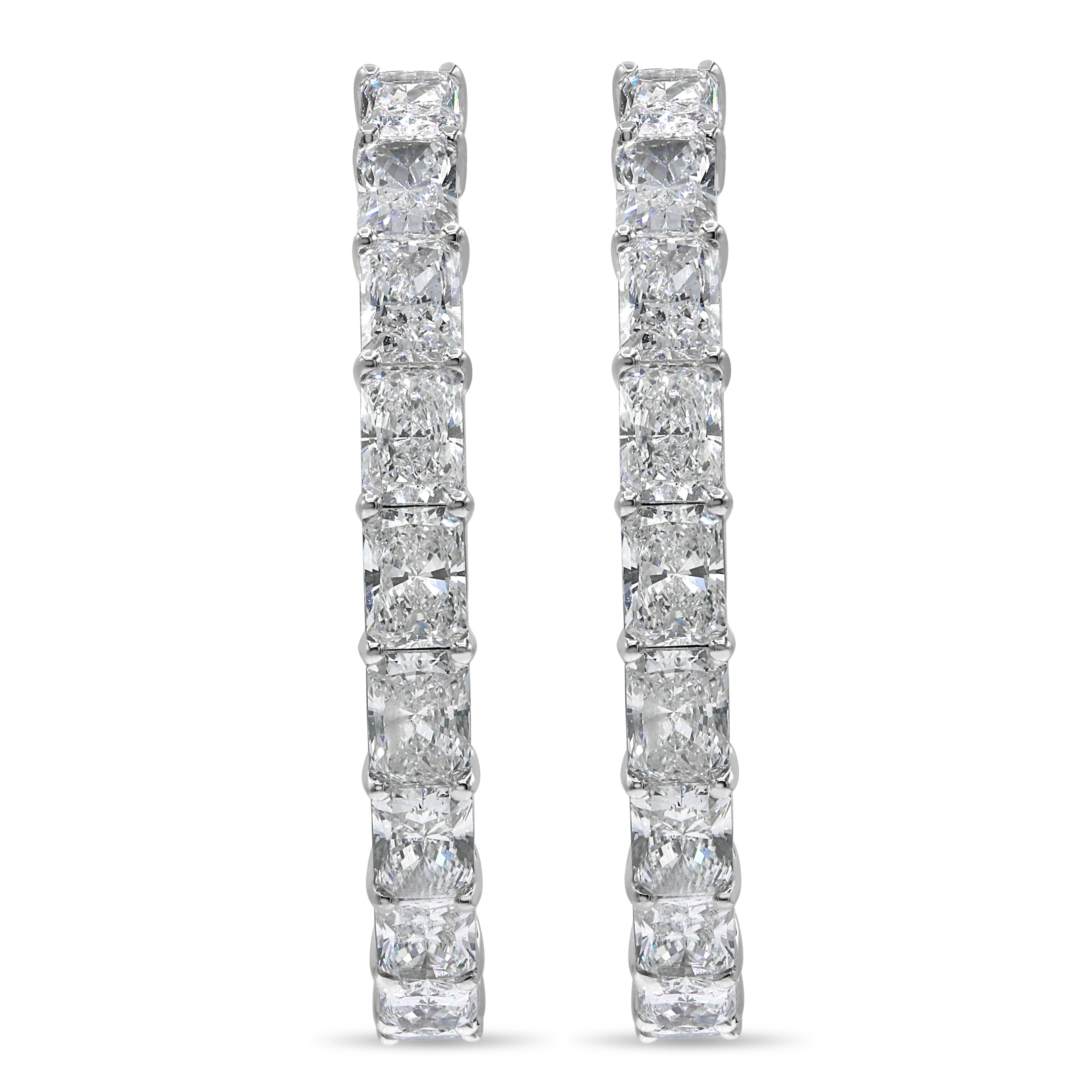 Large Radiant Cut Diamond Hoops