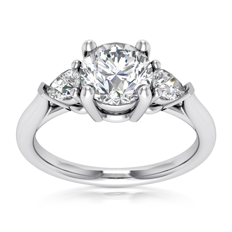 Solitaire Engagement Ring with Pear shaped side diamonds